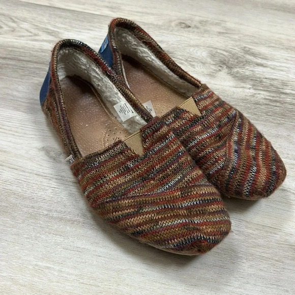 TOMS Alpargata Sweater Slip-On Loafer Shoes / Faux Fur Lining EVA Sole / Size W9 - Picture 3 of 7